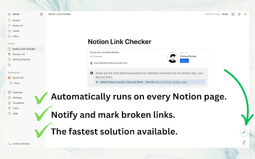 Notion Link Checker :: Automatically check for broken links in Notion pages
