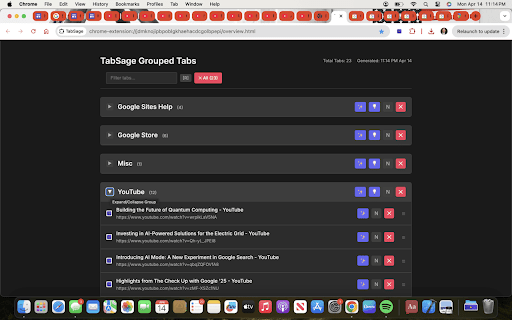 TabSage :: Organizes, summarizes, filters, and manages open tabs using AI.