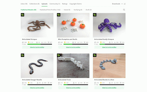 MWPointTracker :: Computes and displays total count for downloads and prints for models on MakerWorld's profile pages.