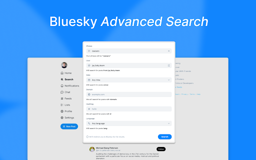 Advanced Search for Bluesky :: Search Bluesky more efficiently with advanced filters from bskysrch — find the posts and people that matter most.