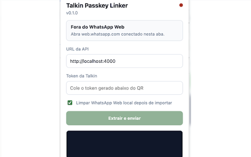 Talkin Passkey Linker :: Importa uma sessao do WhatsApp Web para uma conexao Baileys da Talkin usando token curto.