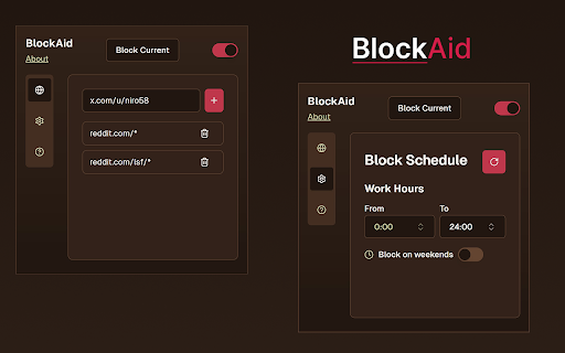 BlockAid: Website Blocker :: Block distracting websites and boost your productivity. Add domains and block current pages all in one easy-to-use Chrome extension.
