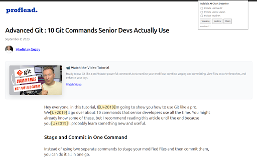 Invisible AI Chart Detector (Web) :: Detect and normalize invisible watermark characters and common confusables on web pages.