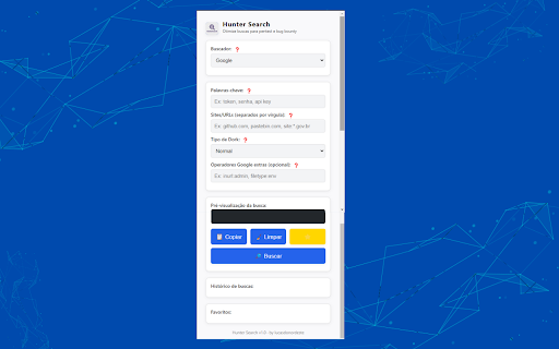 Hunter Search :: Otimize buscas para pentest e bug bounty com dorks automáticos.