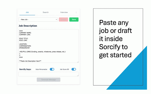 Sorcify :: Paste any job. Instantly generate LinkedIn searches, outreach, candidate scores, and interview analysis—all in one extension.