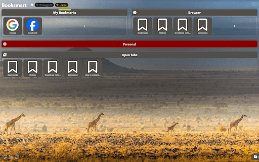 Booksmart :: Customisable start page for quickly accessing your most important bookmarks.