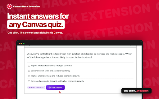 Canvas Hack Extension :: Canvas quiz cheat extension. Instant AI answers on any Canvas quiz - Classic & New Quizzes. One click, never leave the page.