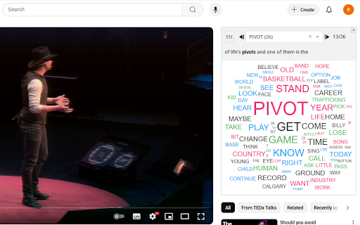 YouTube Subtitles Search & WordCloud :: Explore YouTube subtitles: search terms, visualize frequency, track pronunciation, and more!