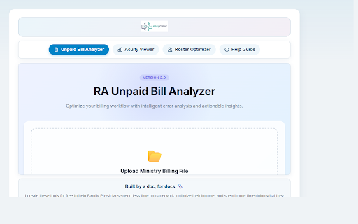 EasyClinic Practice Mgmt Toolkit :: Offline toolkit for Family Physicians covering Unpaid Bills, Acuity Viewer, and Roster Optimizer.