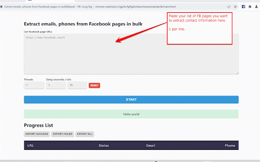 Extract emails, phones from Facebook pages in bulk :: A tool developed by longnhvietnam.