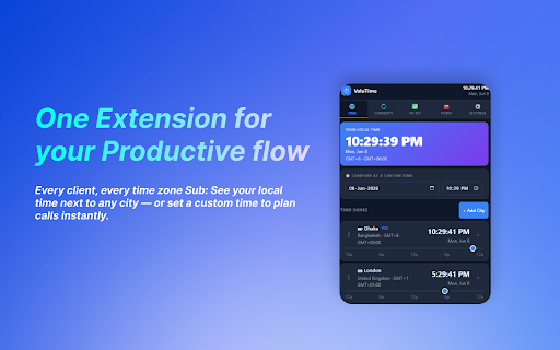 ValuTime :: Time zones, currency with pro fees, To-Do, Pomodoro focus & site blocking — built for freelancers.
