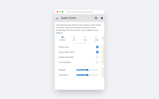 Quick Zoom :: The ability to pinch-to-zoom on any page within your browser.