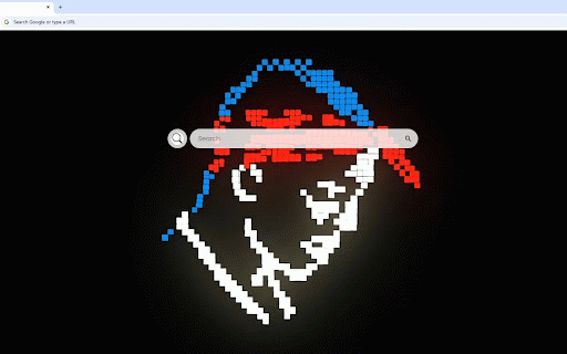 2Pac Pixel Style Live Wallpaper :: 2Pac portrait in retro pixel art with blue bandana, red headband on black background.