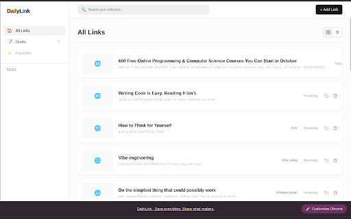 DailyLink - Save everything. Share what matters. :: Quickly save any link to your DailyLink collection with one click