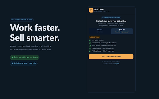 Seller Toolkit :: All-in-one toolkit for eBay Store sellers: extract variants, sales tracker, sync orders, export to Excel and monitor stock.