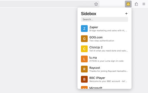 Sidebox :: Instant email inboxes for signing up to things