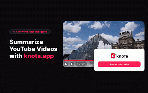 Knota - YouTube Video Summarizer :: Get AI-powered summaries of YouTube videos instantly. Save time and grasp key insights faster.