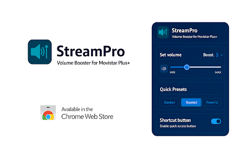 StreamPro: Volume Booster works with Movistar Plus :: Independent software not affiliated with Movistar Plus+. Boost Movistar Plus+ audio and enjoy every video loud and clear!