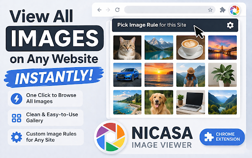 Nicasa Image Viewer :: Open website images in Nicasa viewer via context menu or floating button