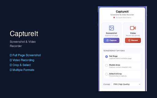 CaptureIt :: Full page screenshots, video recording, and cropping - all in one extension