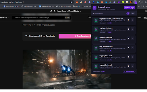 Stream Snatch All Websites Video Downloader :: Detect and download any video from any webpage — MP4, HLS, DASH, blob, and more.