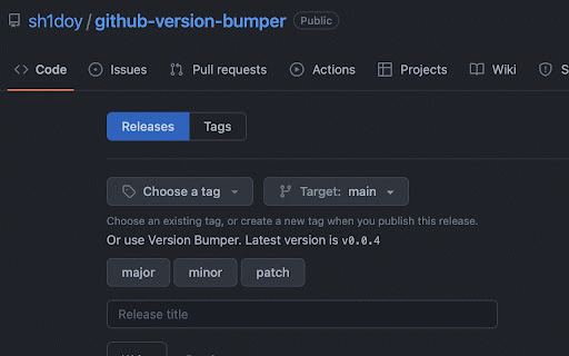 GitHub Release Tag Version Bumper :: One click to bump version and generate release note