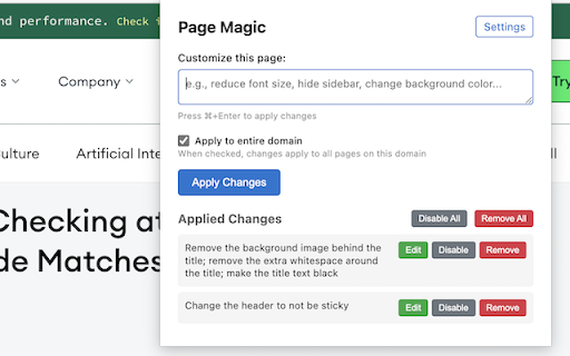 Page Magic :: Customize the appearance of any website with AI