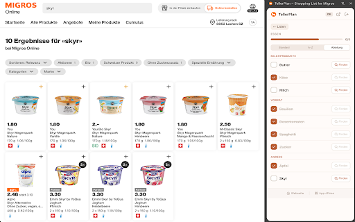 TellerPlan – Shopping List Companion :: Your TellerPlan shopping list in the browser. Check off items while you shop online. Built for Swiss families.