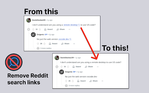 Reddit Search Link Cleaner :: Automatically remove generated search links from reddit comments.