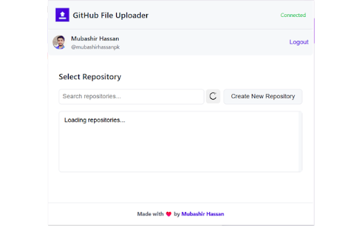 GitHub File Uploader :: Upload files to GitHub, manage repositories, change visibility, and create pull requests with drag-and-drop interface