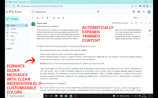 SmartMail Expander :: Automatically expands and beautifies trimmed Gmail content with colors and indentation for easier reading and cleaner threads.