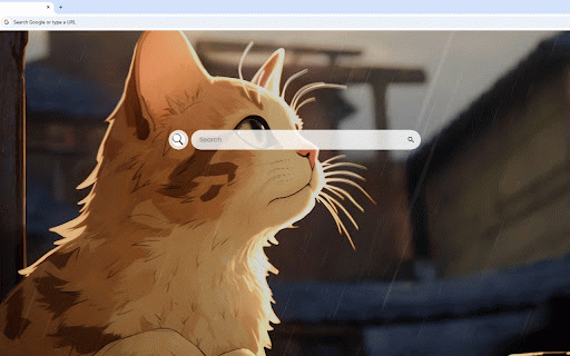 Cat Watching Rain Live Wallpaper :: Orange tabby cat peacefully watching rain through window in warm golden light.