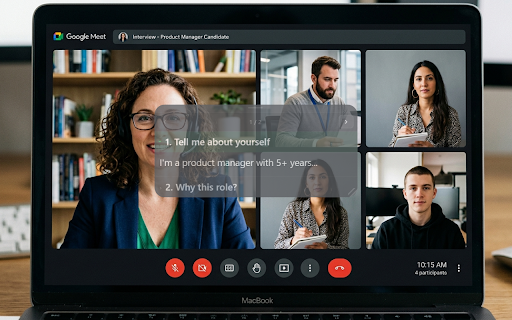 Interview Teleprompter :: Transparent teleprompter overlay for interviews — your notes, always visible, never obvious.