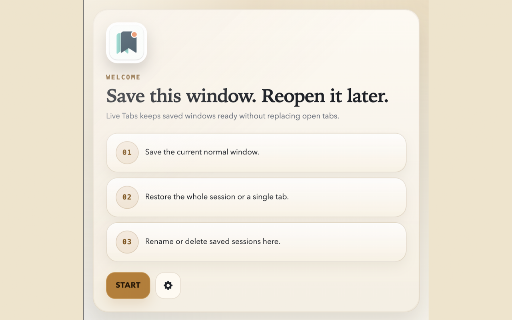 Live Tabs - Session Saver :: Save, pin, organize, and restore local tab sessions from a simple popup.
