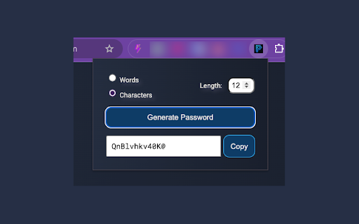 psswrd :: Password Generator - Create random passwords, choose between characters or words and the length of your new password. Only 1 click!