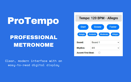 ProTempo - Professional Metronome :: A professional-grade metronome for musicians, featuring multiple time signatures, tempo markings, and customizable sounds.