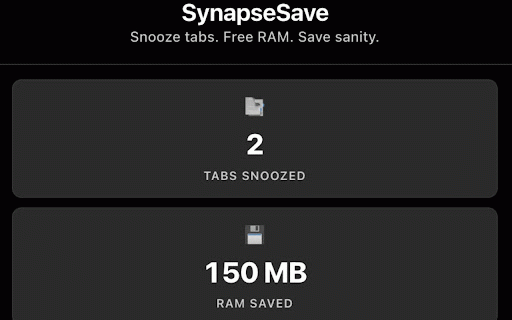 SynapseSave - Snooze Your Tabs :: Snooze tabs to specific times. Free your RAM. Save your sanity.