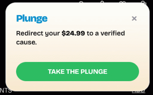 Plunge :: Intercepts e-commerce checkout checkouts and redirects cart totals to verified charity donation platforms.