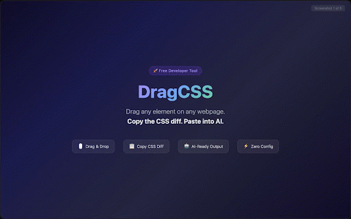 DragCSS — Copy Visual CSS Changes for AI & Copilot :: Drag any webpage element, see CSS changes live, and copy the diff to paste into Copilot, ChatGPT, or any AI.