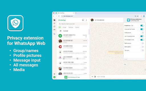 Complete Privacy Extension For WhatsApp Web :: Hide name, phone number, message, profile and more with blur effect on WhatsApp web.