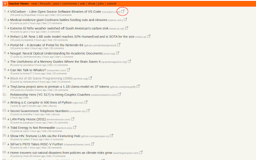 Hacker News - Saved You a Click :: Adds a link to open both the article link and comments page, saving a click.
