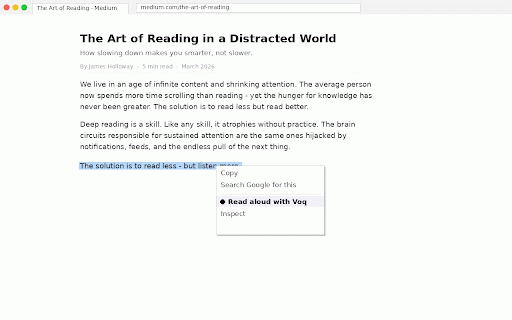 Voq - Read Aloud Text to Speech | Free TTS :: Highlight any text, right-click, and hear it read aloud. Free text to speech for any webpage.