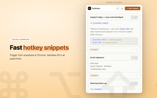 QuikKeys :: Hotkey-triggered text snippets with variable fill-in