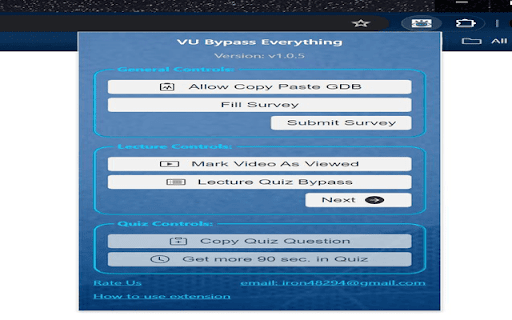 VU Bypass Everything :: Easily bypass virtual university lecture restrictions, copy quizzes, and enable easy copy-paste for GDBs Everything at one place.
