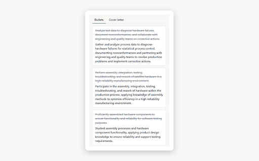 Resume Copilot - Job Match & Tailor :: Instantly score your resume match, then get AI-tailored bullets and a cover letter for any job listing.