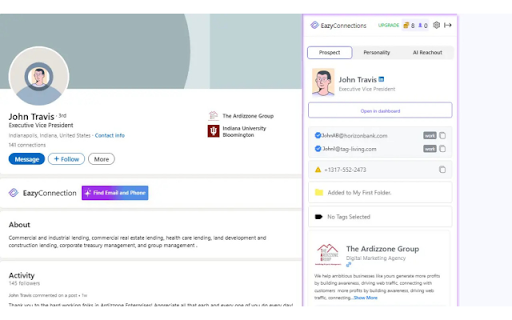 EazyConnections AI :: Verified business contacts and AI personality insights to personalize outreach, build rapport faster, and improve conversions.