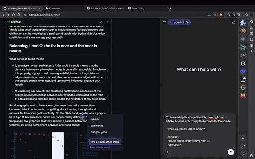 Ask My AI: Free Sidebar for ChatGPT, Claude, Perplexity :: Your AI assistant, always one click away. Highlight text on any page to explain with ChatGPT, Claude, DeepSeek, Perplexity, & more.