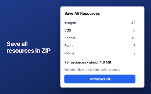 Save All Resources :: One click turns the open tab into a ZIP — save all resources of any site with a friendly asset downloader for web page resources.