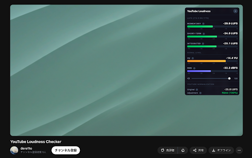 YouTube Loudness Checker :: Measure YouTube audio loudness in real-time (LUFS & RMS)
