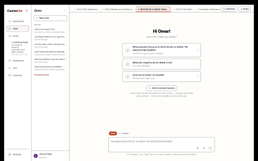 CourseLite :: Reads the course page you are on and turns its own material into study help: answers, flashcards, practice tests and study plans.